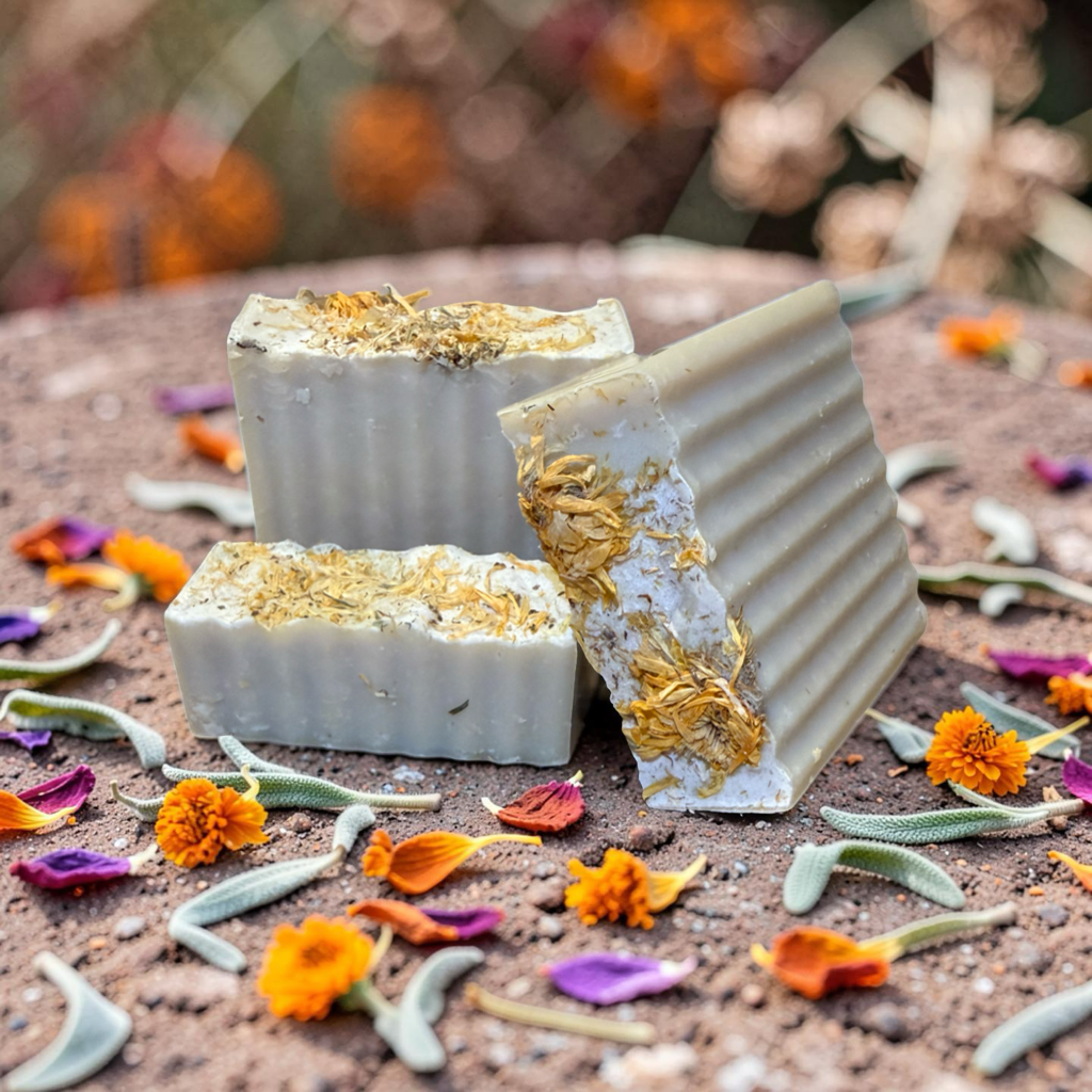 Wild Sage Scented Beer Bar with Green French Clay and Petal-Topped Calendula