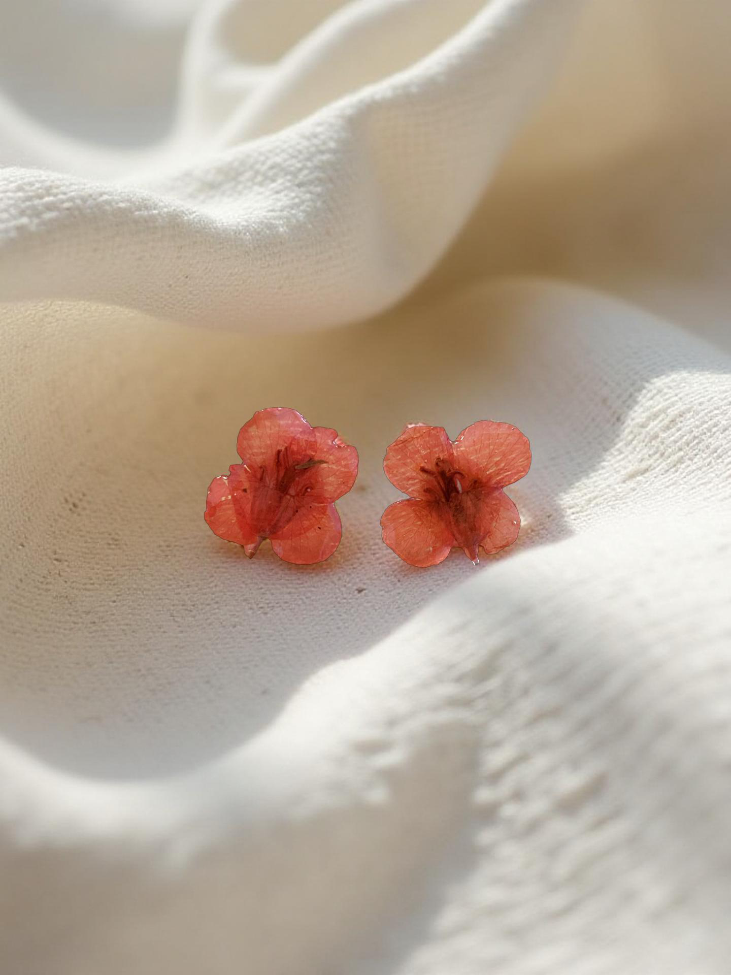 Coral Flower Stud Earrings