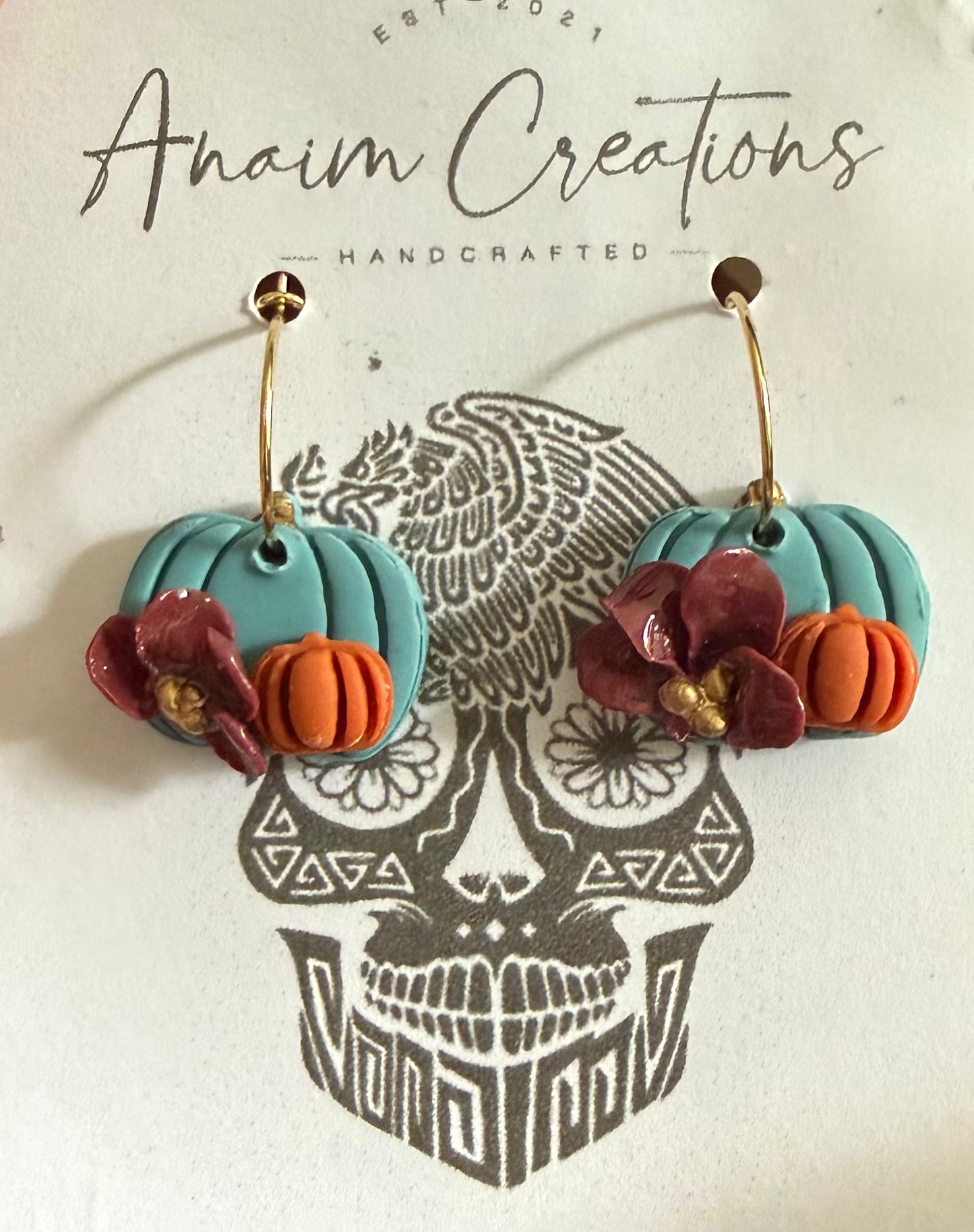 Small Blue Pumpkin Earrings