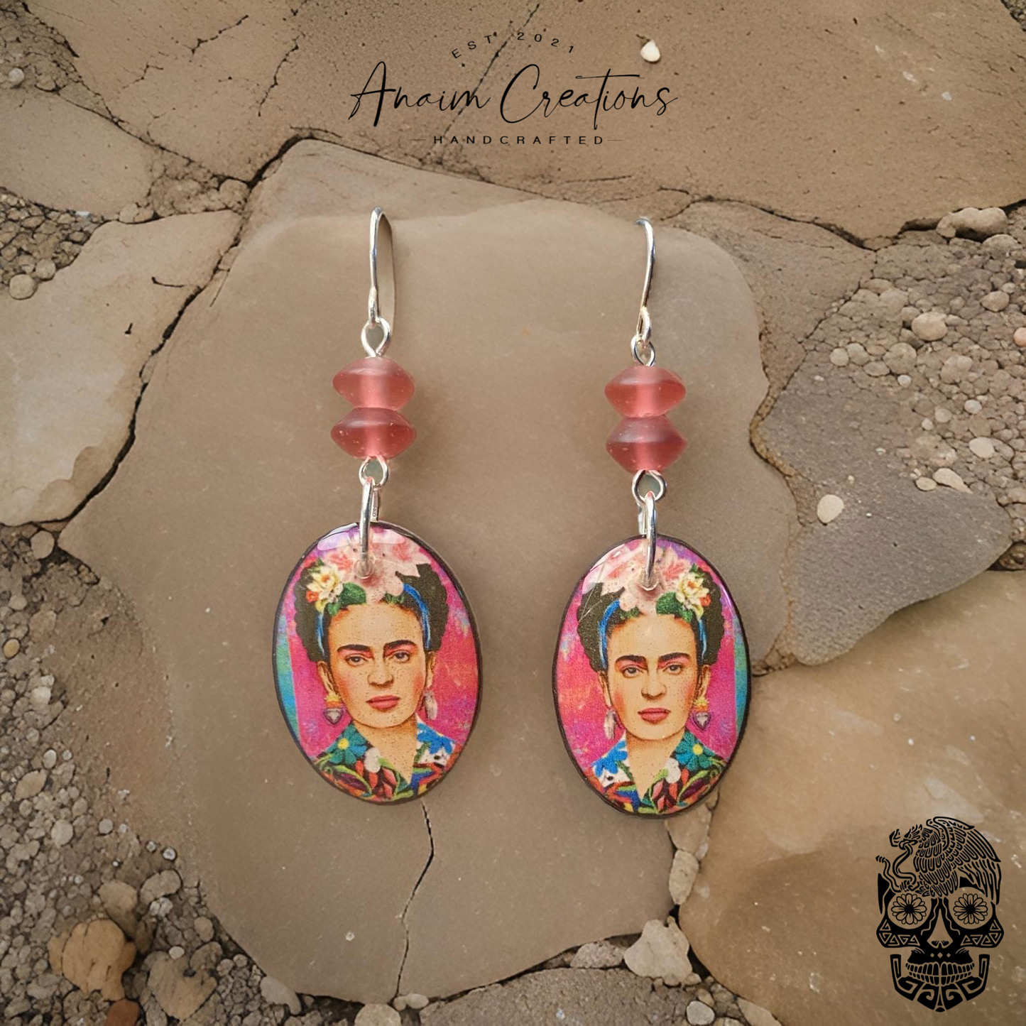 Frida Earrings + Recycled Glass Bead