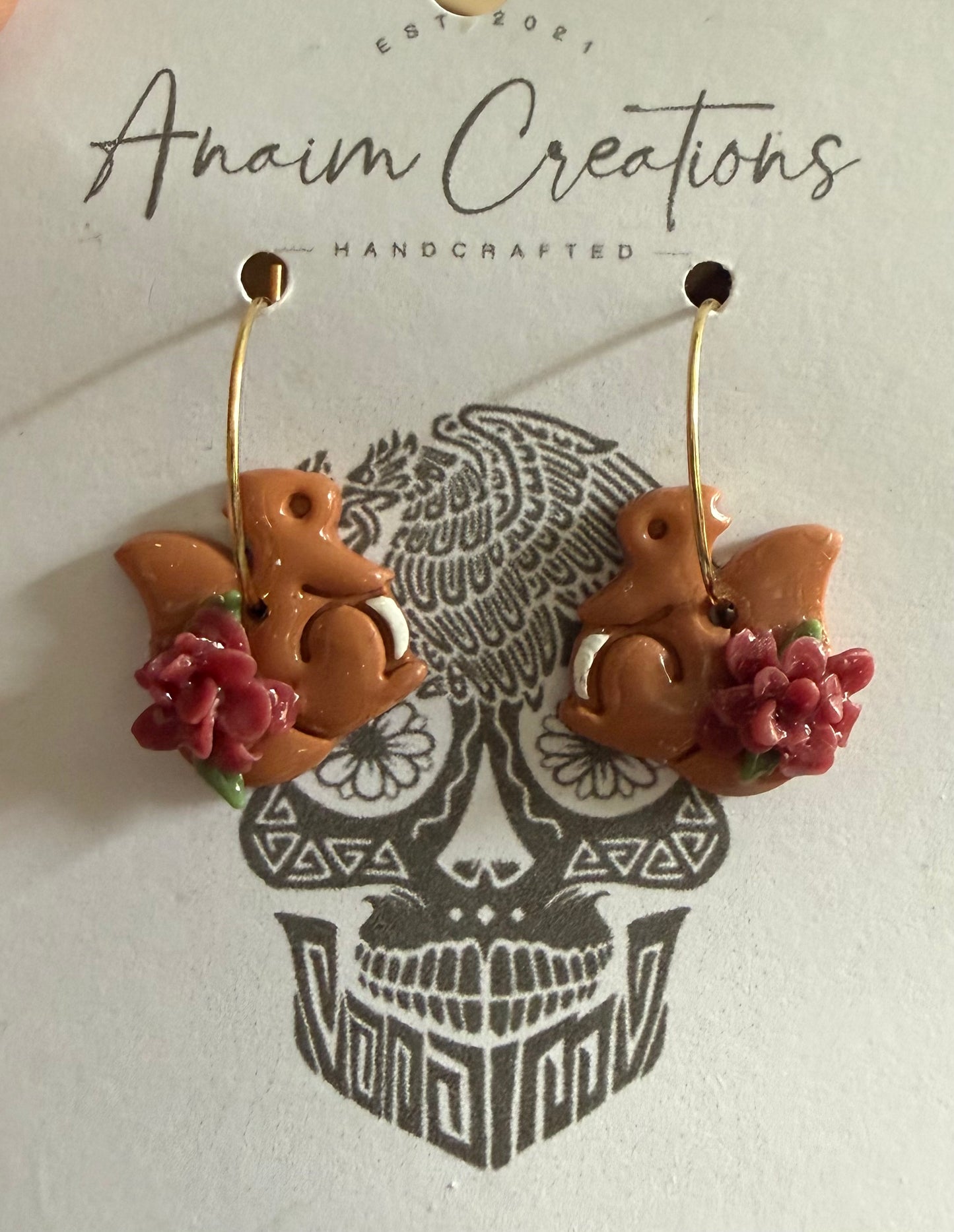 Floral Squirrel Earrings