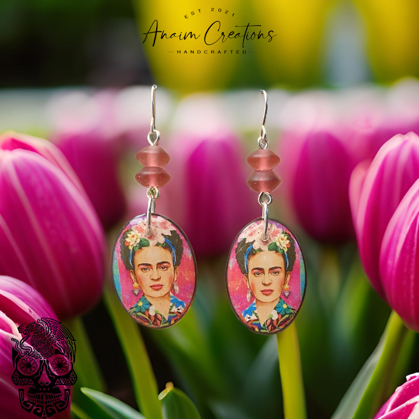 Frida Earrings + Recycled Glass Bead