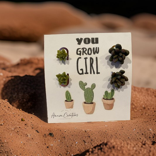 Set of Two Succulent Studs