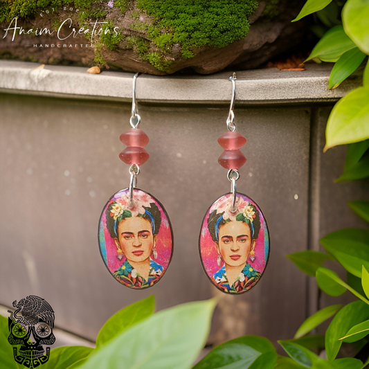 Frida Earrings + Recycled Glass Bead