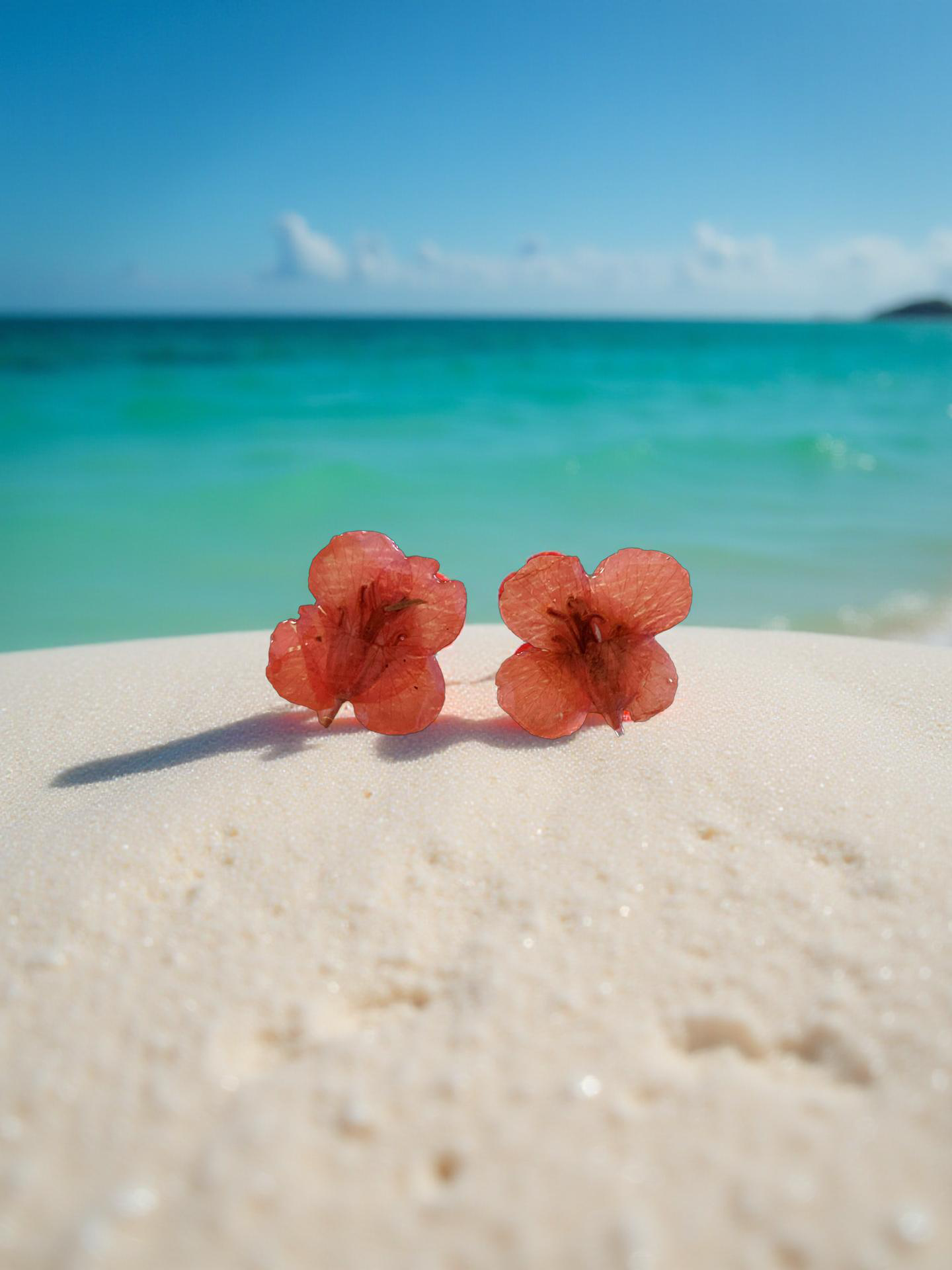 Coral Flower Stud Earrings