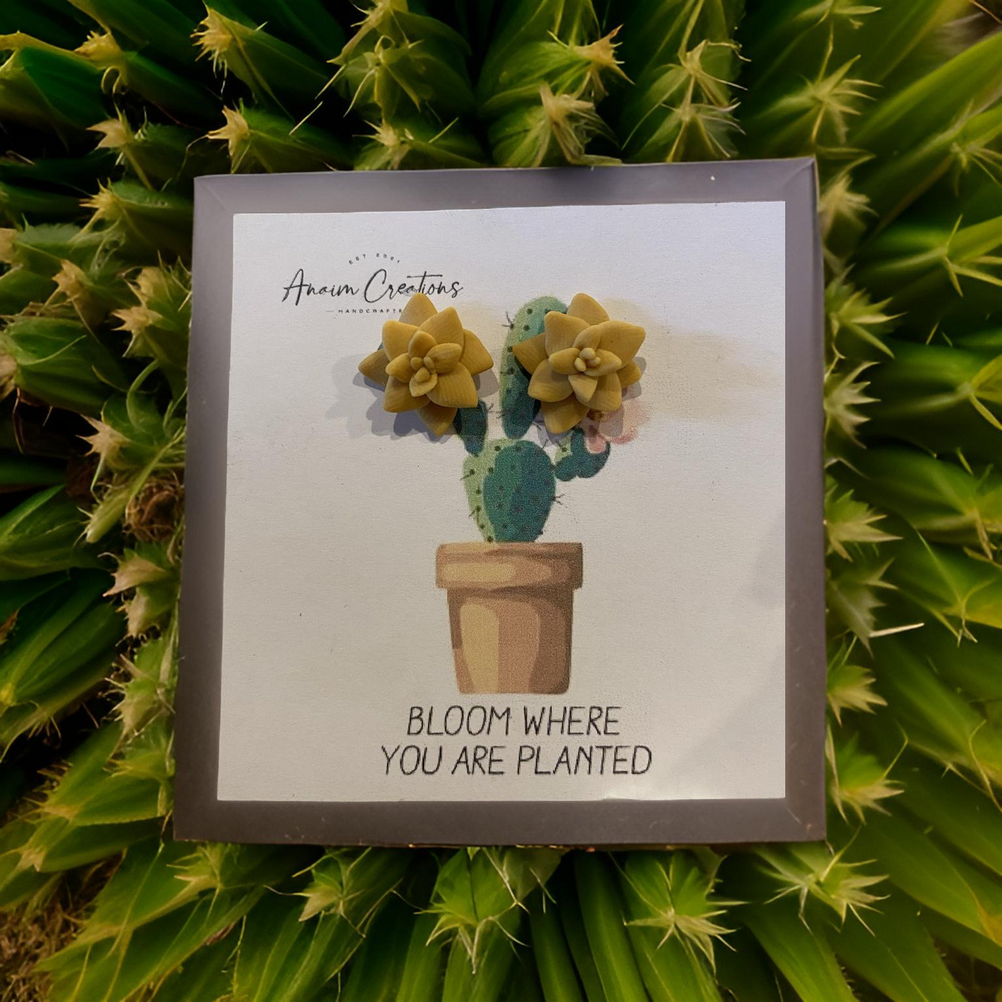 Yellow Succulent Stud Earrings