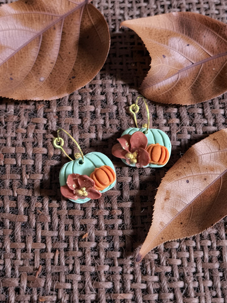 Small Blue Pumpkin Earrings