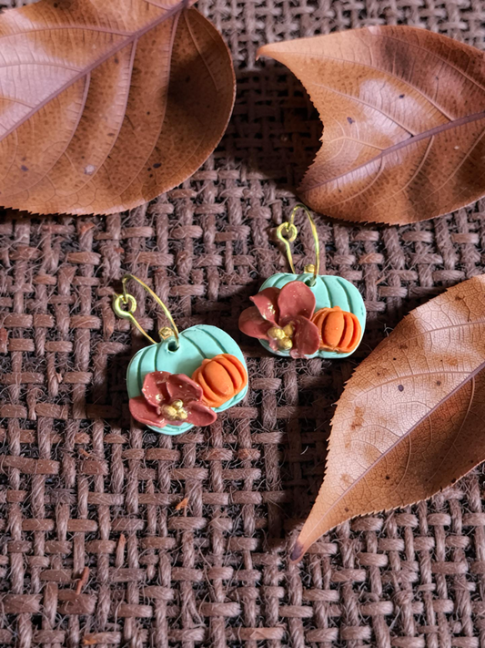 Small Blue Pumpkin Earrings